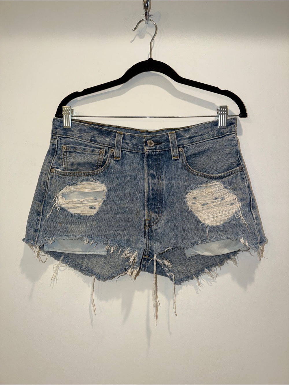 Vintage Levi’s 501 Denim Distressed Jean Shorts, Sz 31